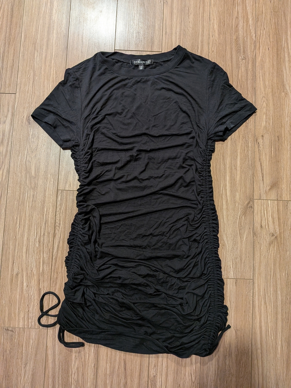 Dynamite Black Crewneck Tee Dress with Subtle Texture